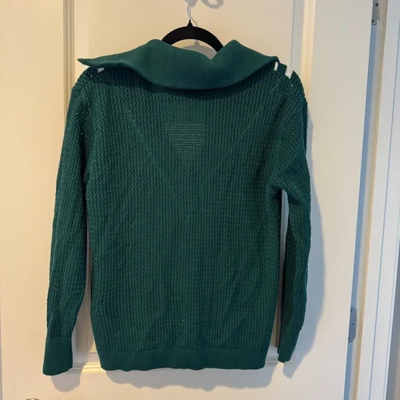 Varley Savannah Forest Green & White Knit Pullover | S - Picture 7 of 8